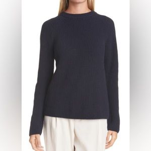 Ribbed Raglan-sleeve Crewneck Sweater In Blue